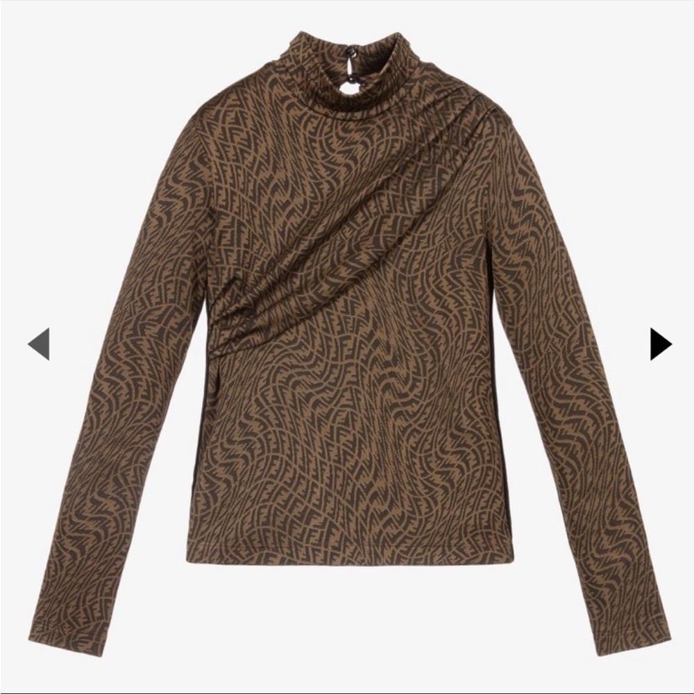 Fendi Brown Patterned Kids Shirt